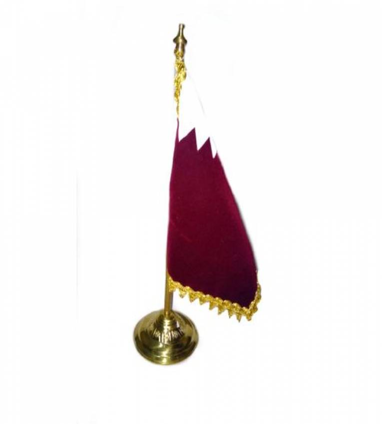 Drapeau Qatar de Bureau en Cuivre 41cm